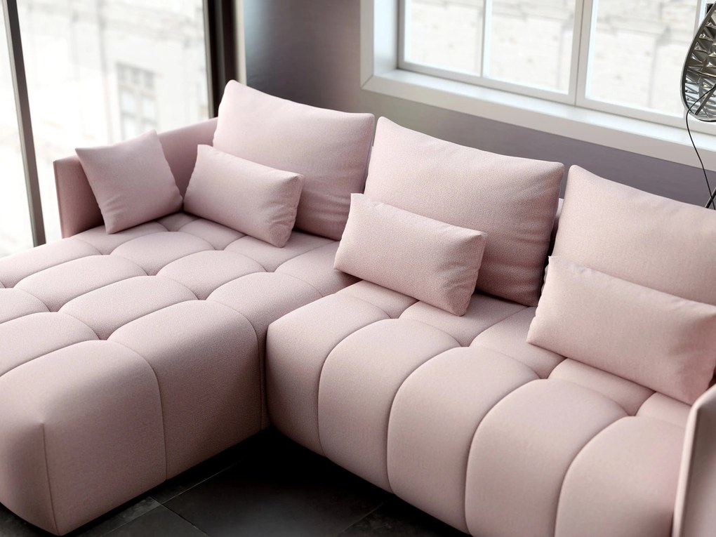 Colțar extensibil dumonde cu ladă de depozitare si sezut confortabil din spuma high-density, Malta Enjoy Flamingo 235x185 cm