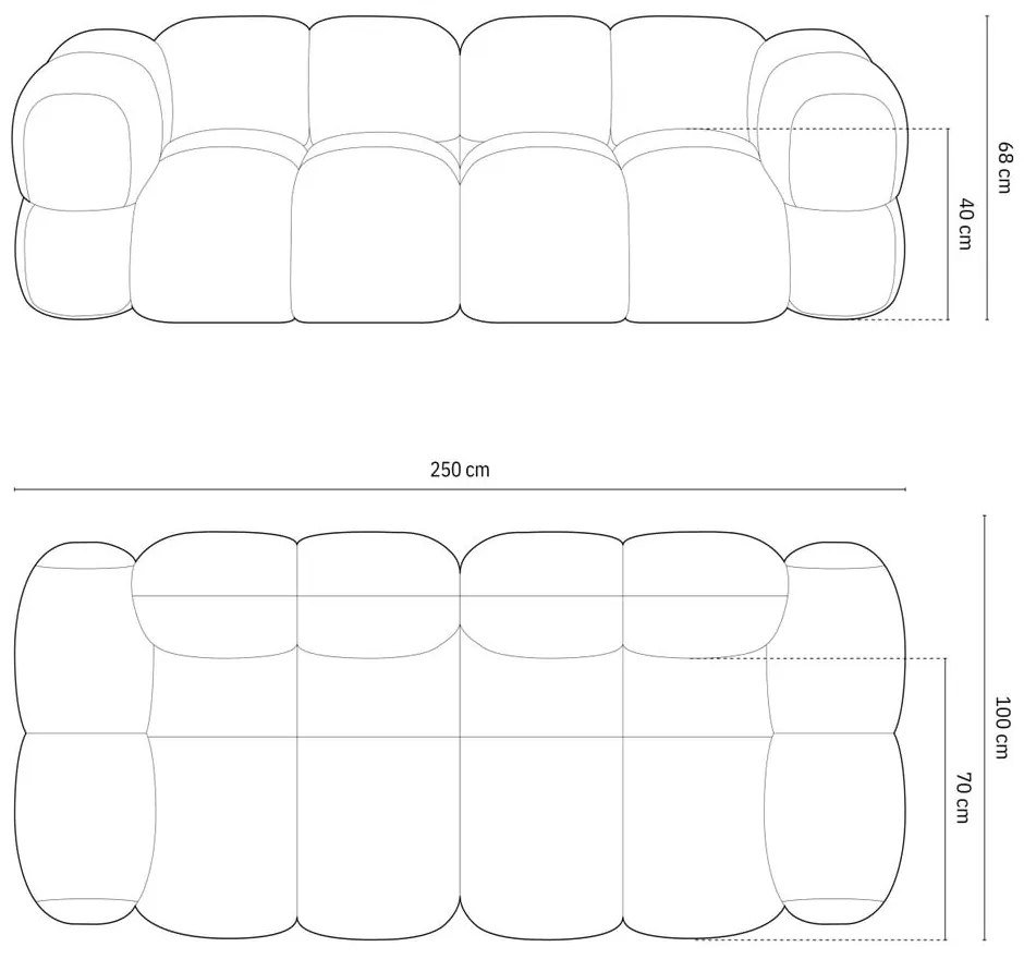 Canapea bej cu tapițerie din catifea 250 cm Loretto – Cosmopolitan Design
