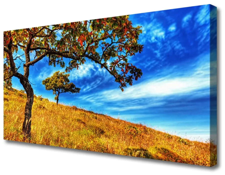 Tablou pe panza canvas Meadow Copaci Natura Galben Maro
