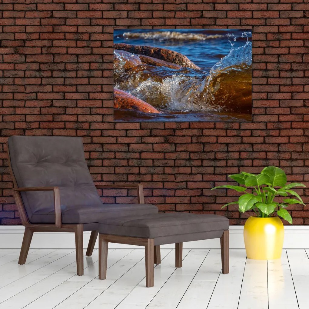 Tablou detailat - apa între pietre (90x60 cm)