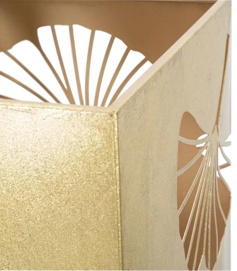 Suport umbrele auriu din metal, 24x24x55 cm, Carved Leaf Mauro Ferretti