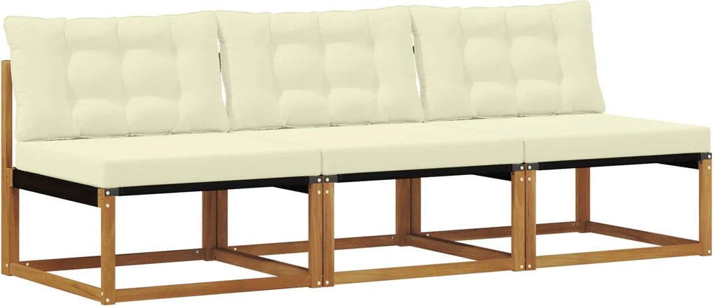 vidaXL 3 Bucată Canapea Medie pentru Exterior Lemn Solid de Acacia