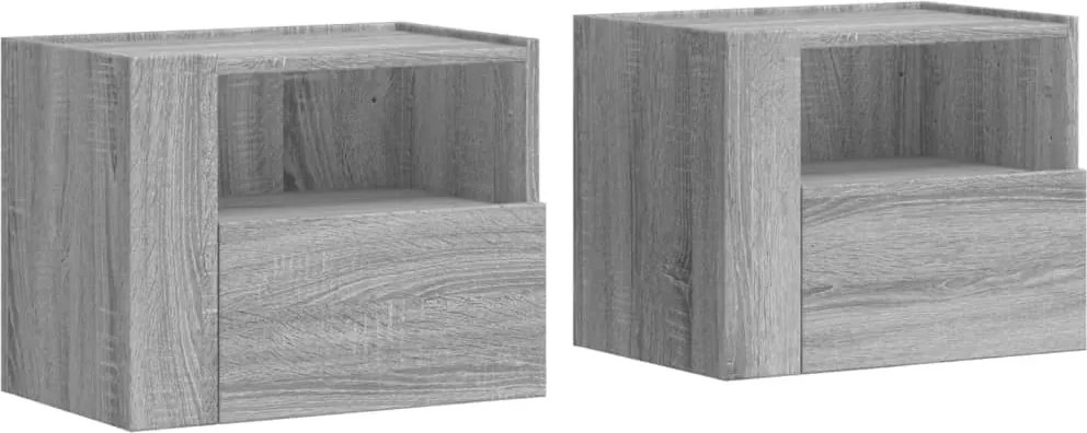 vidaXL Noptiere de perete, 2 buc., gri sonoma, 45x30x35 cm