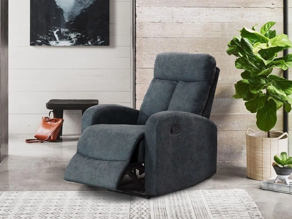 Fotoliu recliner Miramar 112 100x74x94cm, Gri inchis, Tapiterie