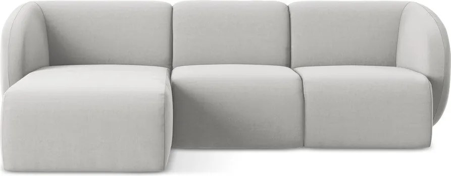 Colțar gri deschis cu tapițerie din catifea (cu colț pe partea stângă/cu șezlong) Lani – Makamii