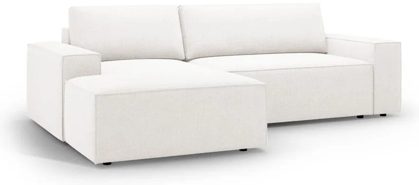 Colțar alb extensibil cu tapițerie din țesătură bouclé (cu colț pe partea stângă ) Jodie – Micadoni Home