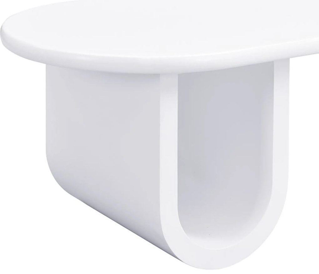 Masă de cafea ovală cu picioare în formă de U, 98,5x53,5x42 cm, Alb