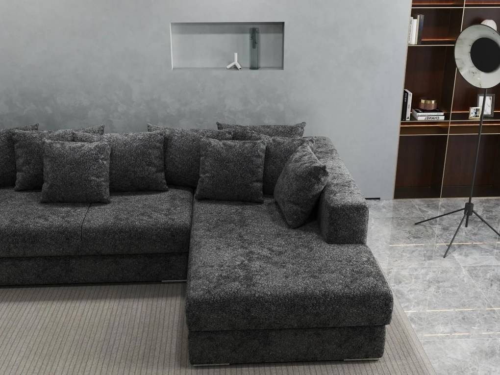 Colțar extensibil dumonde cu ladă de depozitare si sezut confortabil din spuma high-density, Gloria Euphoria Black II 320x183 cm