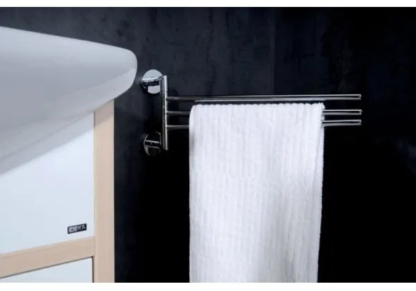 Sapho - Suport montat pe perete pentru prosoape, rotativ, X-ROUND, 19,5 x 45 cm, crom lucios