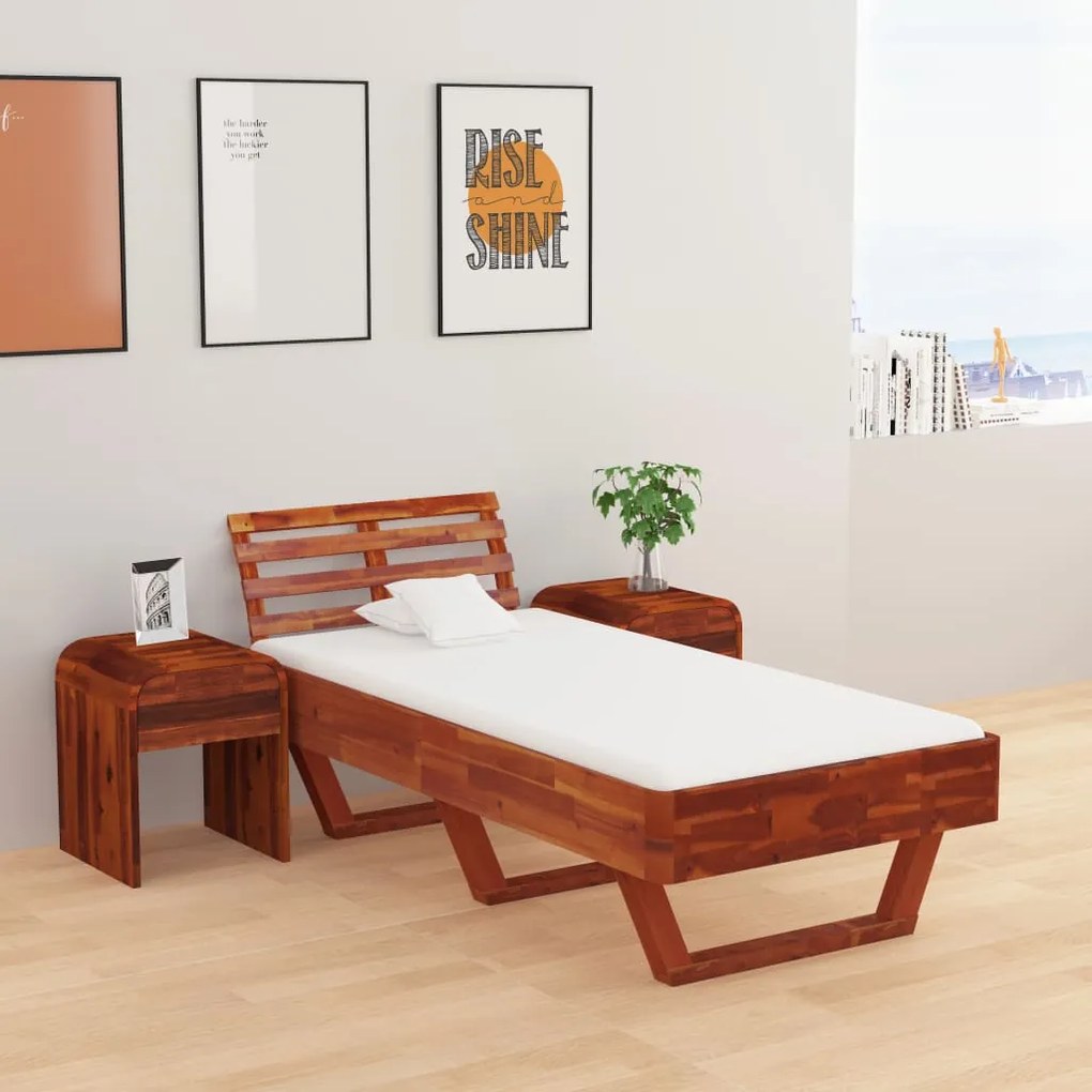 288310 vidaXL Cadru de pat, 100 x 200 cm, lemn masiv de acacia