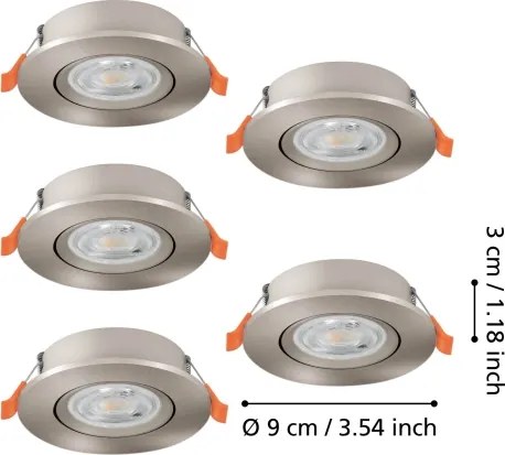 Eglo BARRANCO 902269 – Set 5 spoturi LED încastrate, 4,8 W, 230 V, crom