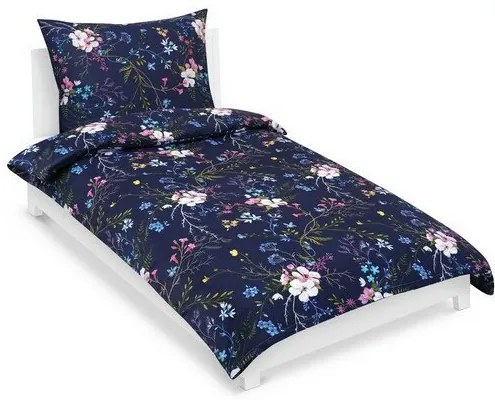 Bellatex Lenjerie de pat din bumbac Floare de măr,albastru închis, 140 x 200 cm, 70 x 90 cm
