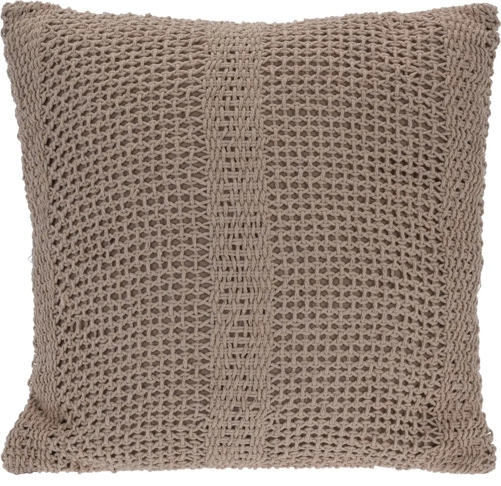 Perna decorativa tricotata, 45x45 cm, cu fermoar, bumbac, bej