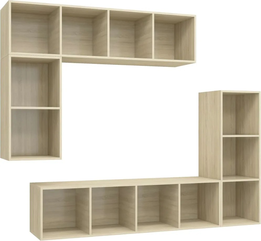 vidaXL Set dulap TV, 4 piese, stejar sonoma, lemn prelucrat