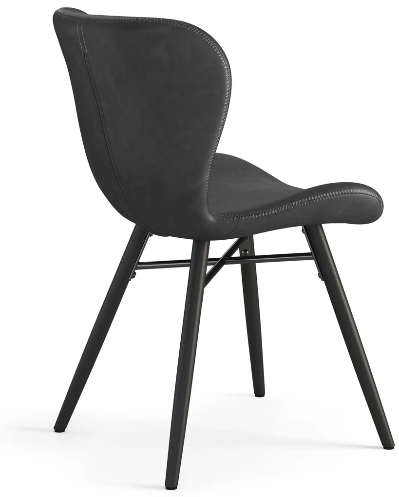 MAZZONI EXPORT ALTEA Piele ecologică Neagră (Gri închis)/picioare negre - SCAUN MODERN PENTRU LIVING/SUFRAGERIE/BUCĂTĂRIE/BIROU