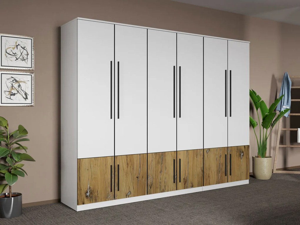 Set mobila dormitor 4 piese Alb/Stejar Eclipse C14