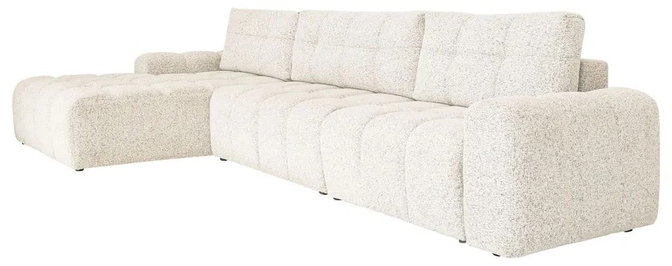 Colțar modular crem extensibil/cu spațiu de depozitare (cu colț pe partea stângă) Lulu – Miuform