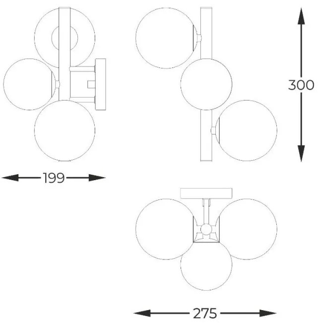 Aplica de perete cu 3 de surse de lumina MOLECULE