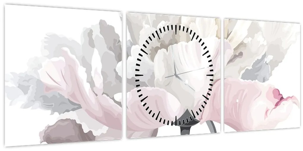 Tablou - Floare de trandafir (cu ceas) (90x30 cm)