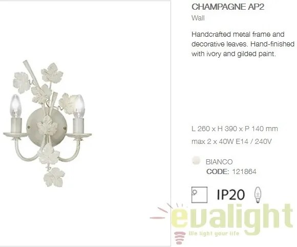 Aplica de perete realizata manual CHAMPAGNE AP2 121864