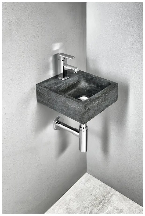 Chiuvetă mică pentru WC neagră din piatră 30x30 cm Blok – Sapho