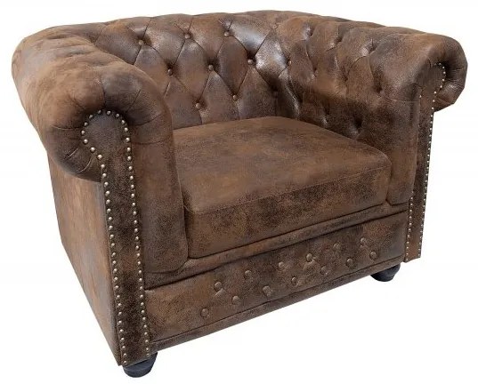 Fotoliu clasic stil englezesc Chesterfield maro antic