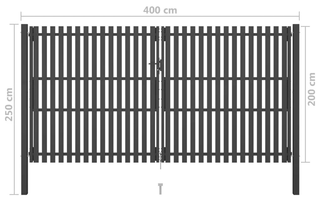 Poarta de gard gradina, antracit, 4 x 2,5 m, otel 4 x 2.5 m