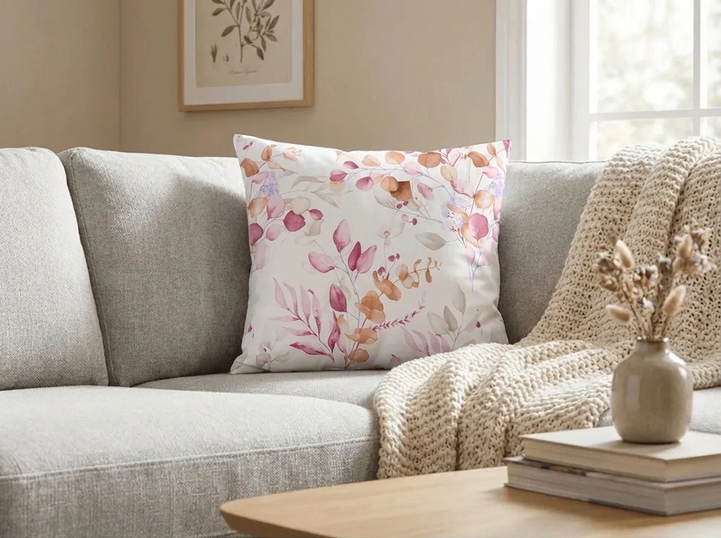 Set 2 bucati huse decorative pentru perna din microfibra FLORANY 45x45 cm, alba