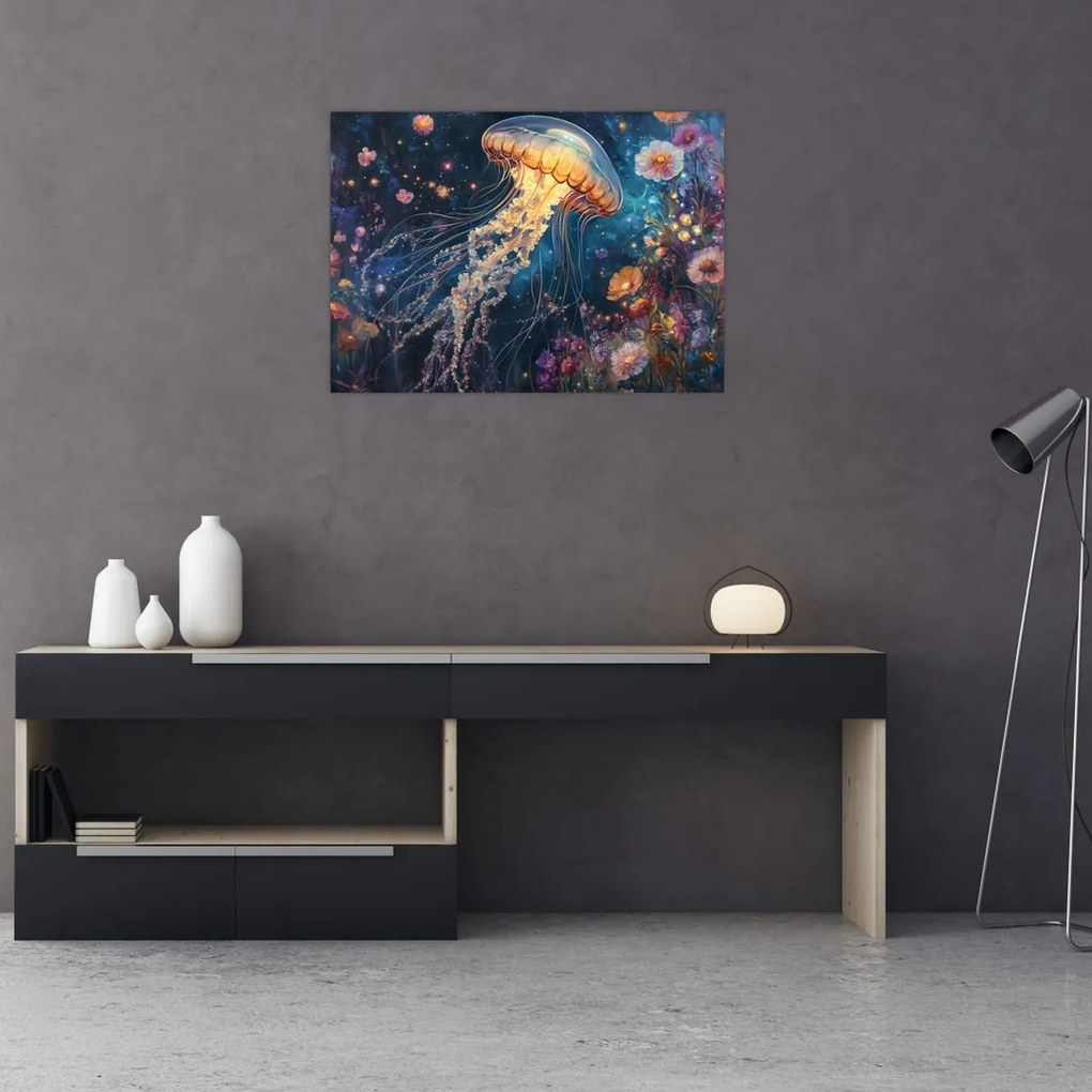 Tablou pe sticlă - Meduză magică (70x50 cm)
