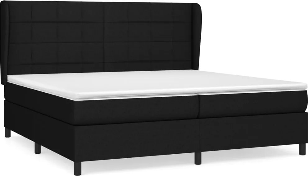 vidaXL Pat box spring cu saltea, negru, 200x200 cm, textil