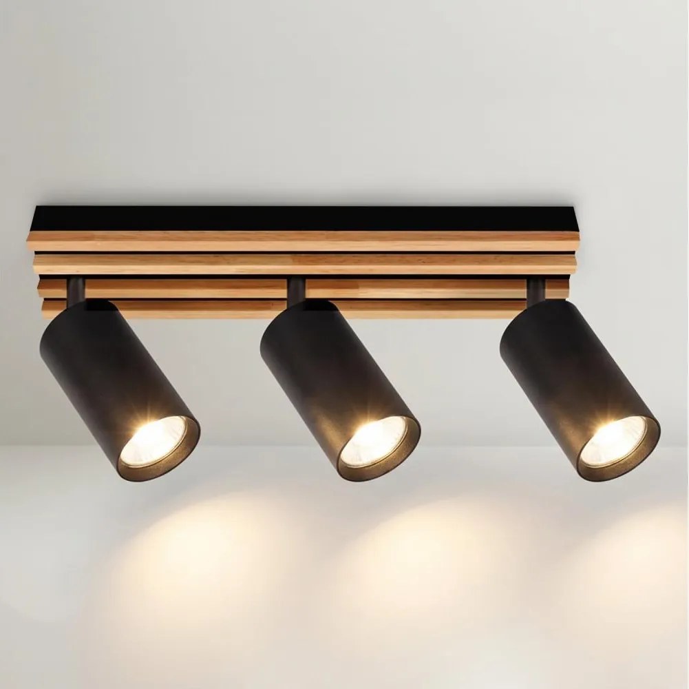 Brilagi - Lampă spot SELE WOOD 3xGU10/30W/230V negru/lemn