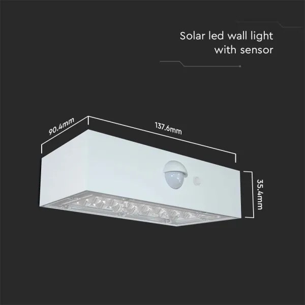 Aplică LED solară cu senzor LED/3W/3,7V 3000K/4000K IP65 alb