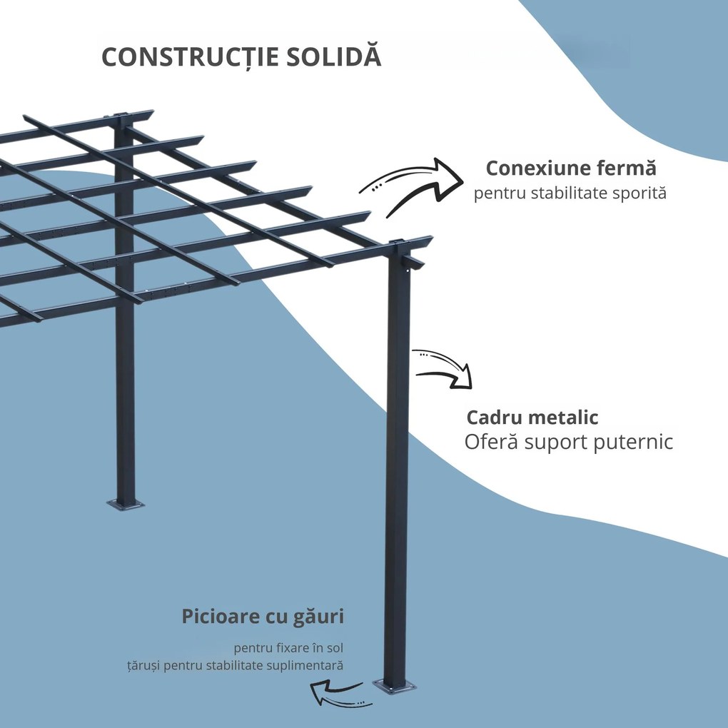 Outsunny Spalier de Gradina Schelet in Metal Negru 300 x 300 x 230 cm | Aosom Romania