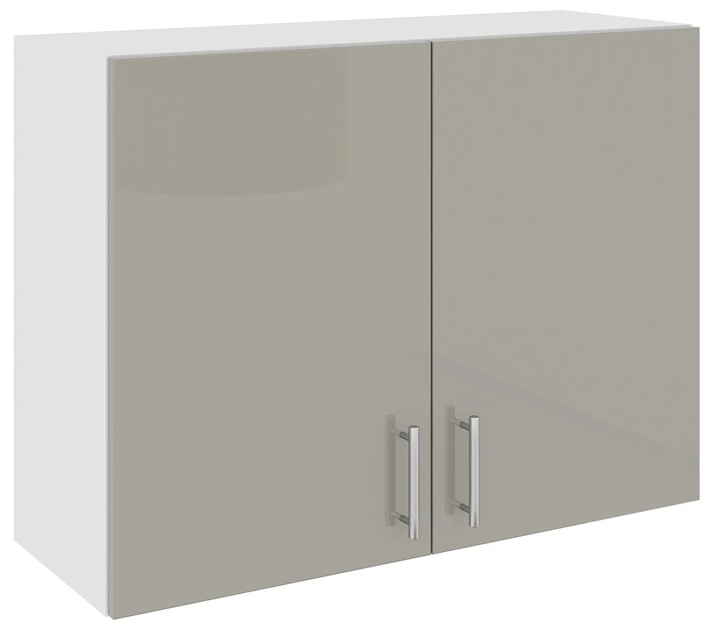 Corp Superior Karo, 2 Usi, Gri Lucios/Alb, MDF, 80 x 30 x 60 cm