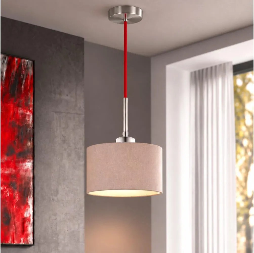 Eglo - Pendul LED suspendat pe cablu TUNJA 1xE27/60W/230V Ø 20 cm bej/roșu