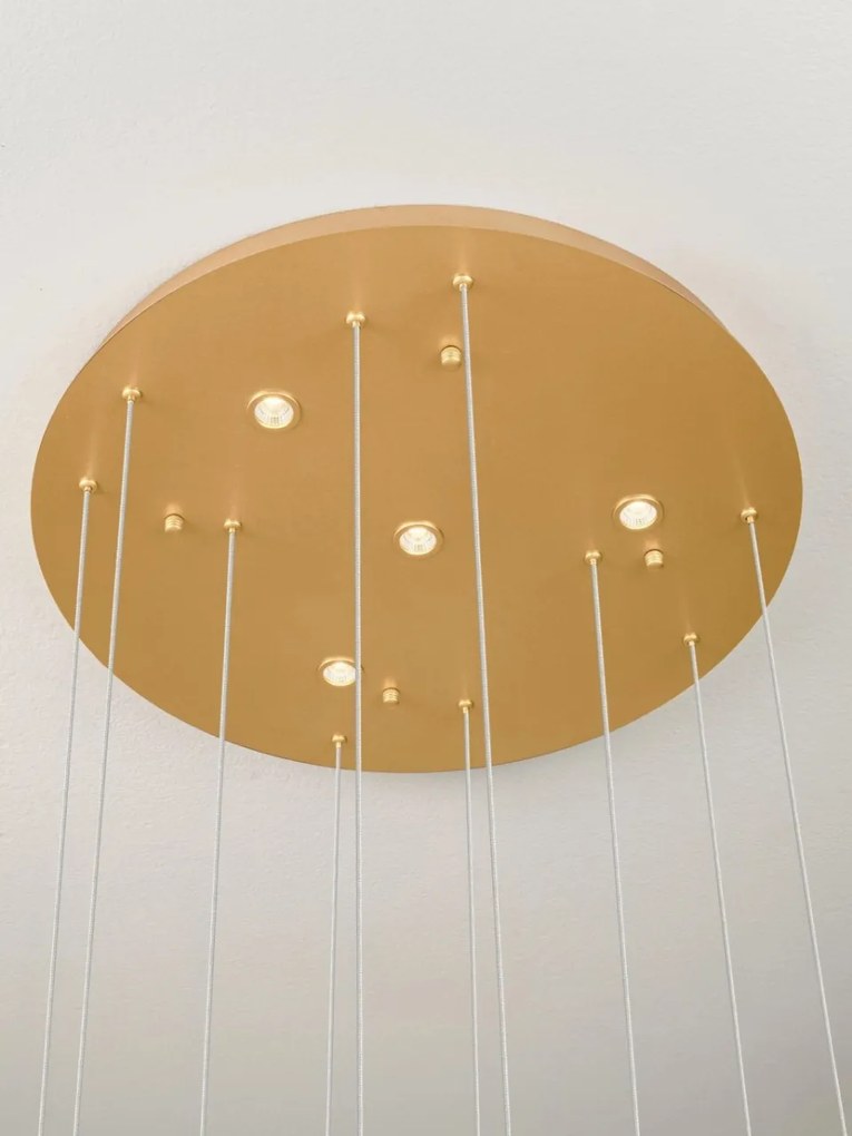 Lustra cu pendule LED otel auriu si sticla transparenta AVESA 60W