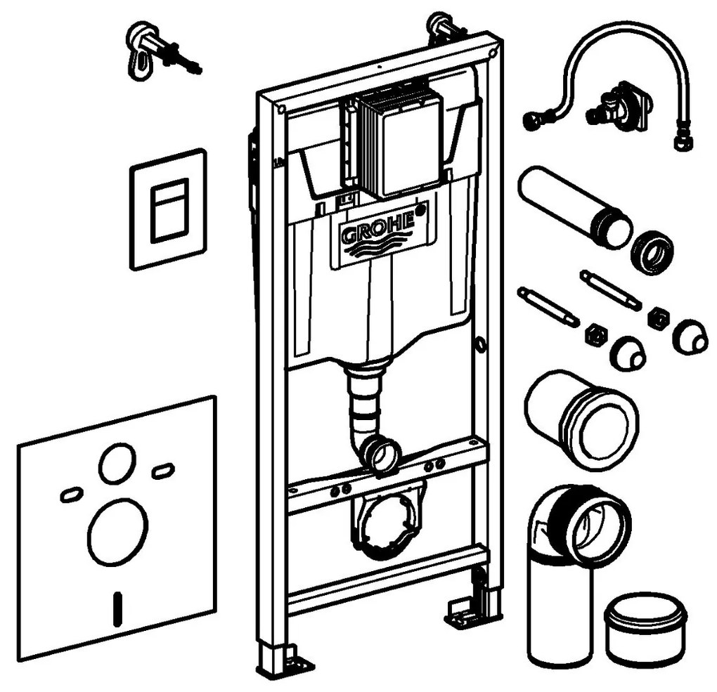 Set rezervor incastrat 4 in 1 Grohe Rapid SL cadru, clapeta Skate Cosmopolitan crom, izolare fonica - 38775001