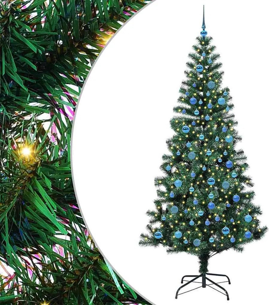 vidaXL Pom de Crăciun artificial pre-iluminat cu 300 LED Verde 240 cm