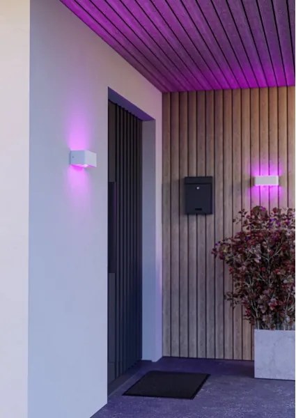 Eglo 901955 - Aplica de perete LED RGBW dimerizabilă pentru exterior SANIA-Z LED/10W/230V IP55 albă