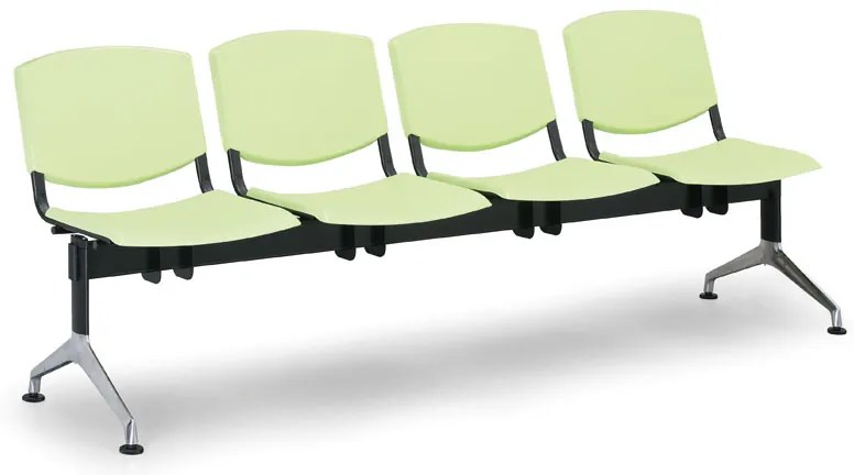 Bancă de design din plastic, 4 locuri, gri