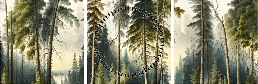 Tablou - Peisaj de epocă de păduri (cu ceas) (90x30 cm)