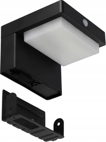 Aplica solară de perete LED cu senzor, 5W, 3,7V, 2000 mAh, IP44, neagră