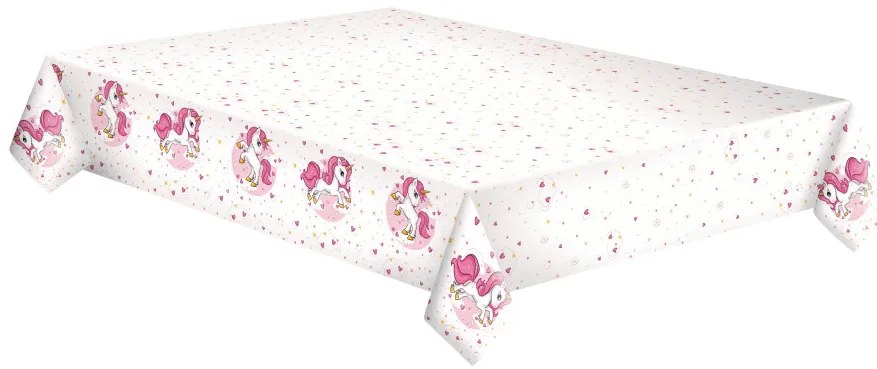 Unicorn Pink Heart față de masă din hârtie 120x180 cm