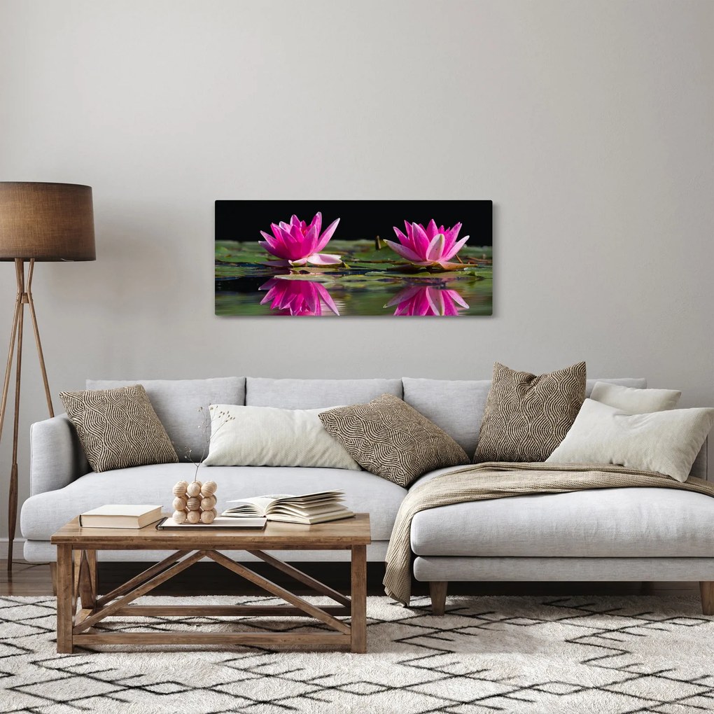 Tablou - Nuferi pe apă (120x50 cm)