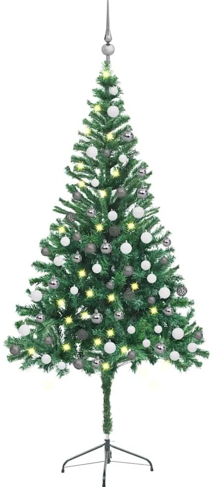 vidaXL Brad de Crăciun pre-iluminat cu globuri, 180 cm, 564 de ramuri