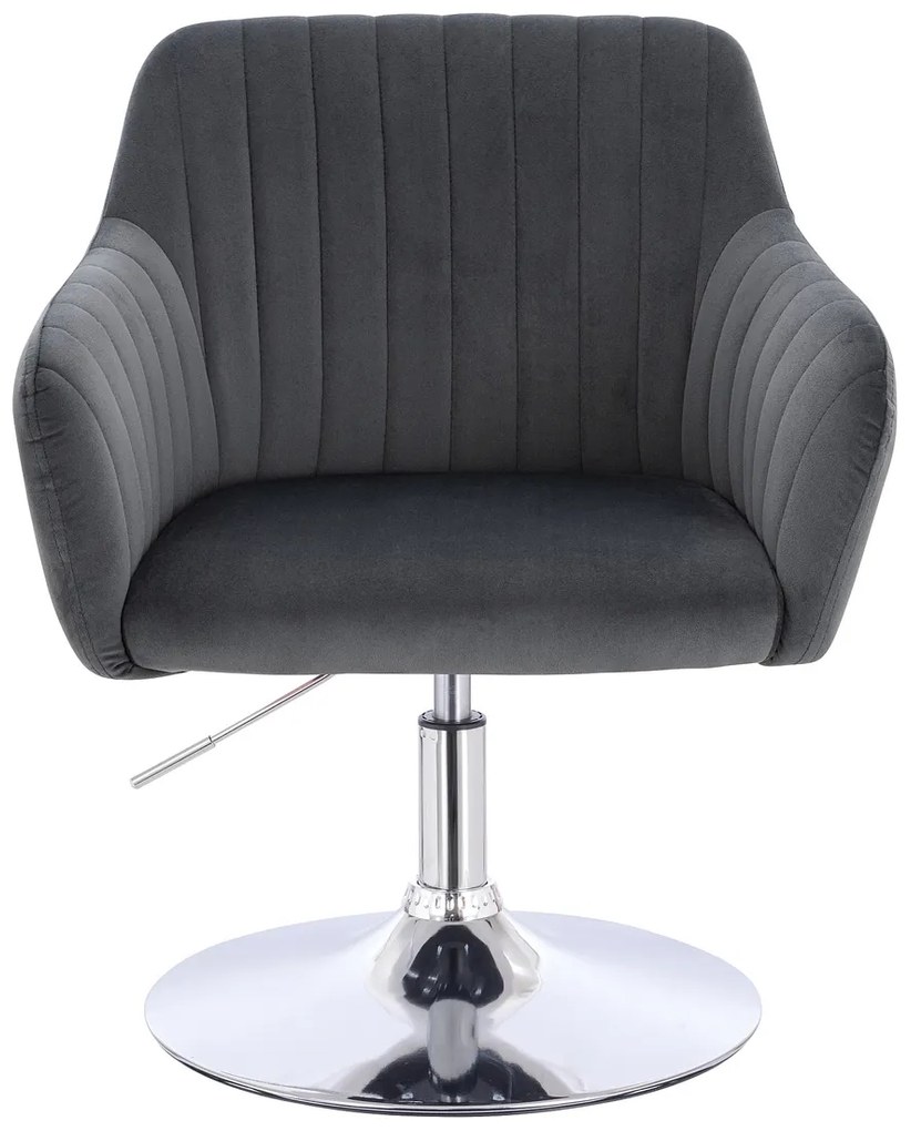 HR190N Scaun Grafit din Catifea cu Bază Cromata