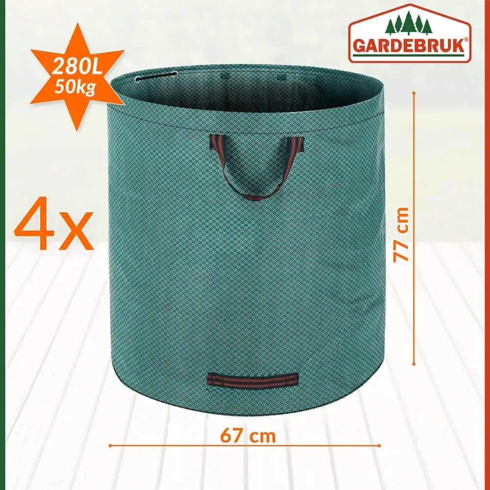 Sac pentru deșeuri de grădină GARDEN, set 4 piese, 67x77cm, verde Gardebruk