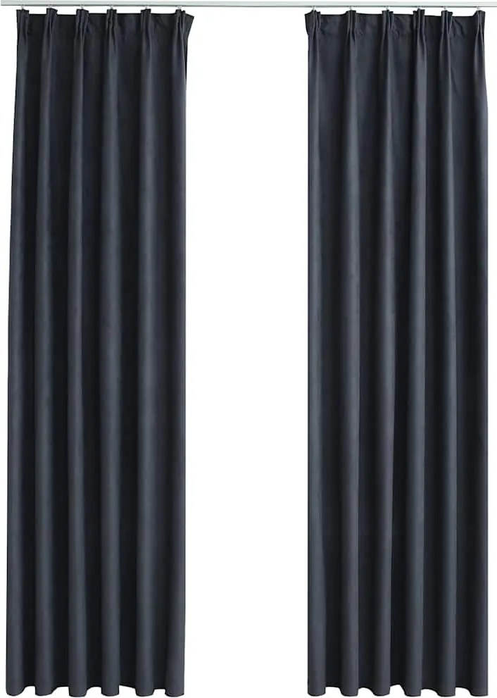 vidaXL Draperii opace cu cârlige, 2 buc., antracit, 140 x 245 cm