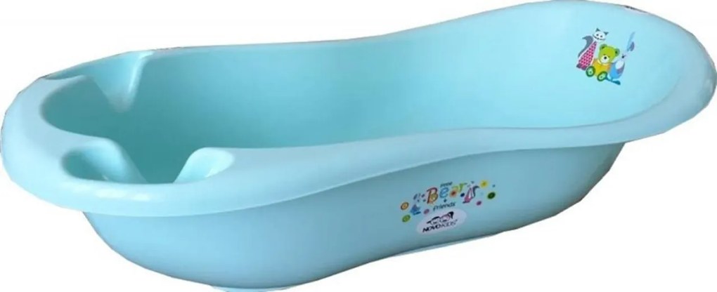 Cadita ergonomica pentru bebelusi si copii NOVOKIDS™ Little Bear , baita bebe, dimensiuni 100X50X25, suport anti alunecare, supapa scurgere,Turquoise