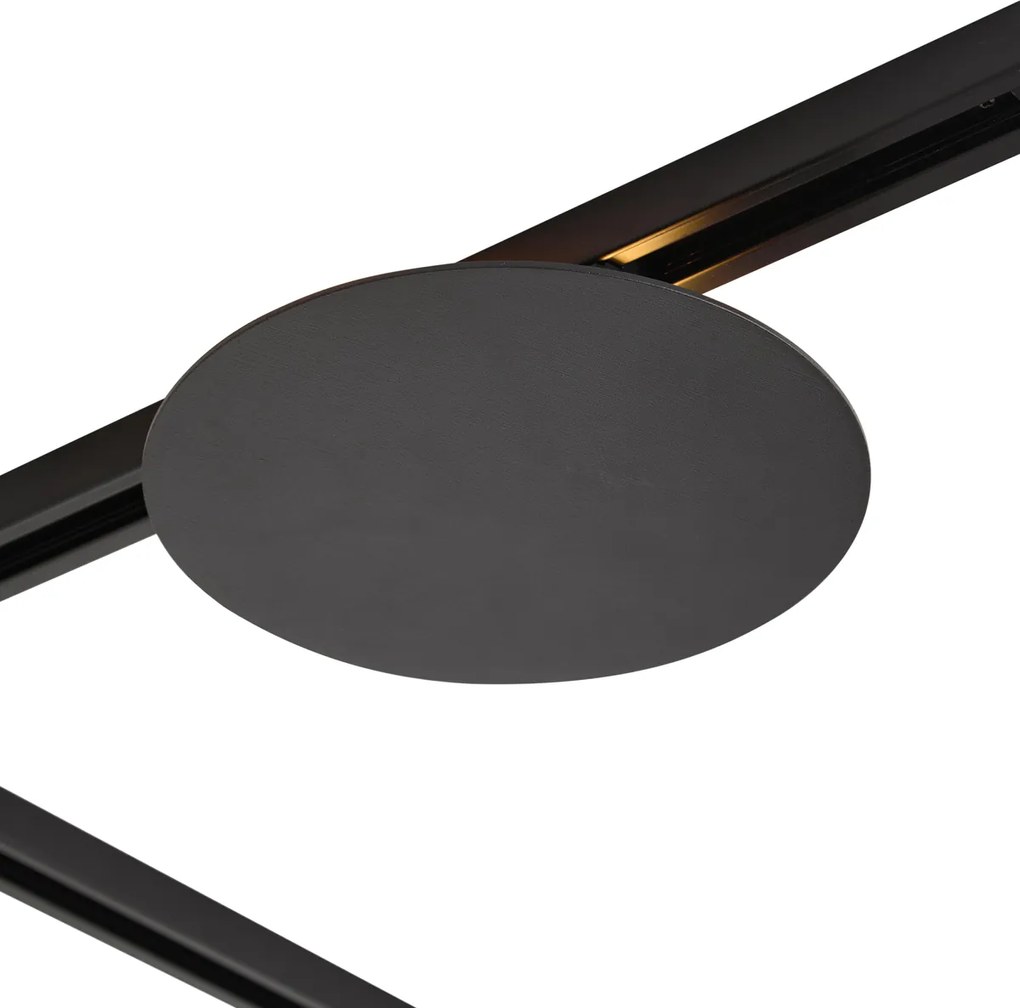Sistem de iluminat pe șină modern negru cu 3 lumini suspendate și 2 plafoniere monofazate - Iconic Lloyd Pulley